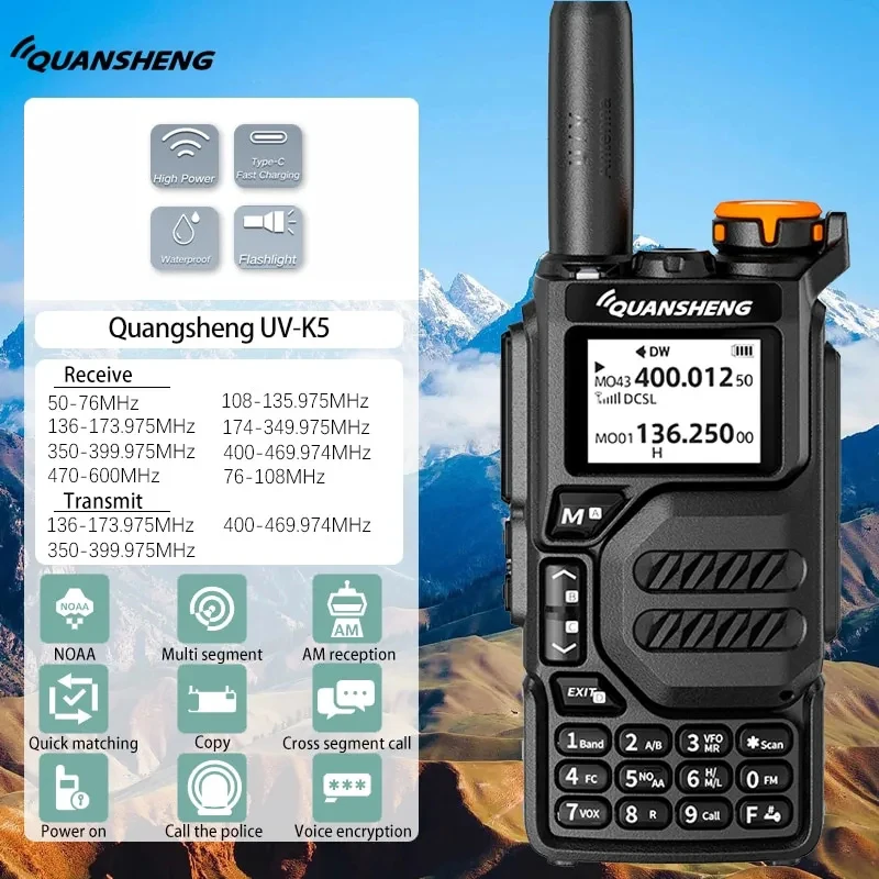 

2023 UV K5 UV-k5 Quansheng UVK5 Ham Walkie Talkies 5-10km Dmr Radio Air Band двухсторонняя радиосвязь с Air Band118-136 Mhz