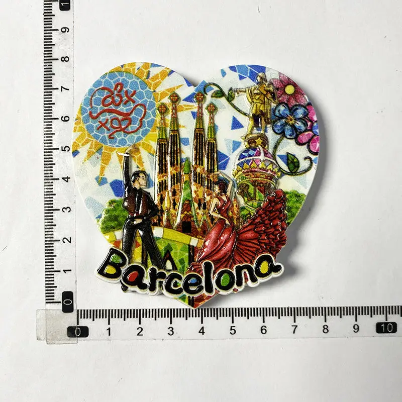 Imán de nevera de resina 3D para pareja de flamencos de Barcelona, regalo de recuerdo de Sagrada Familia, decoración del hogar de arte de danza española y coleccionable