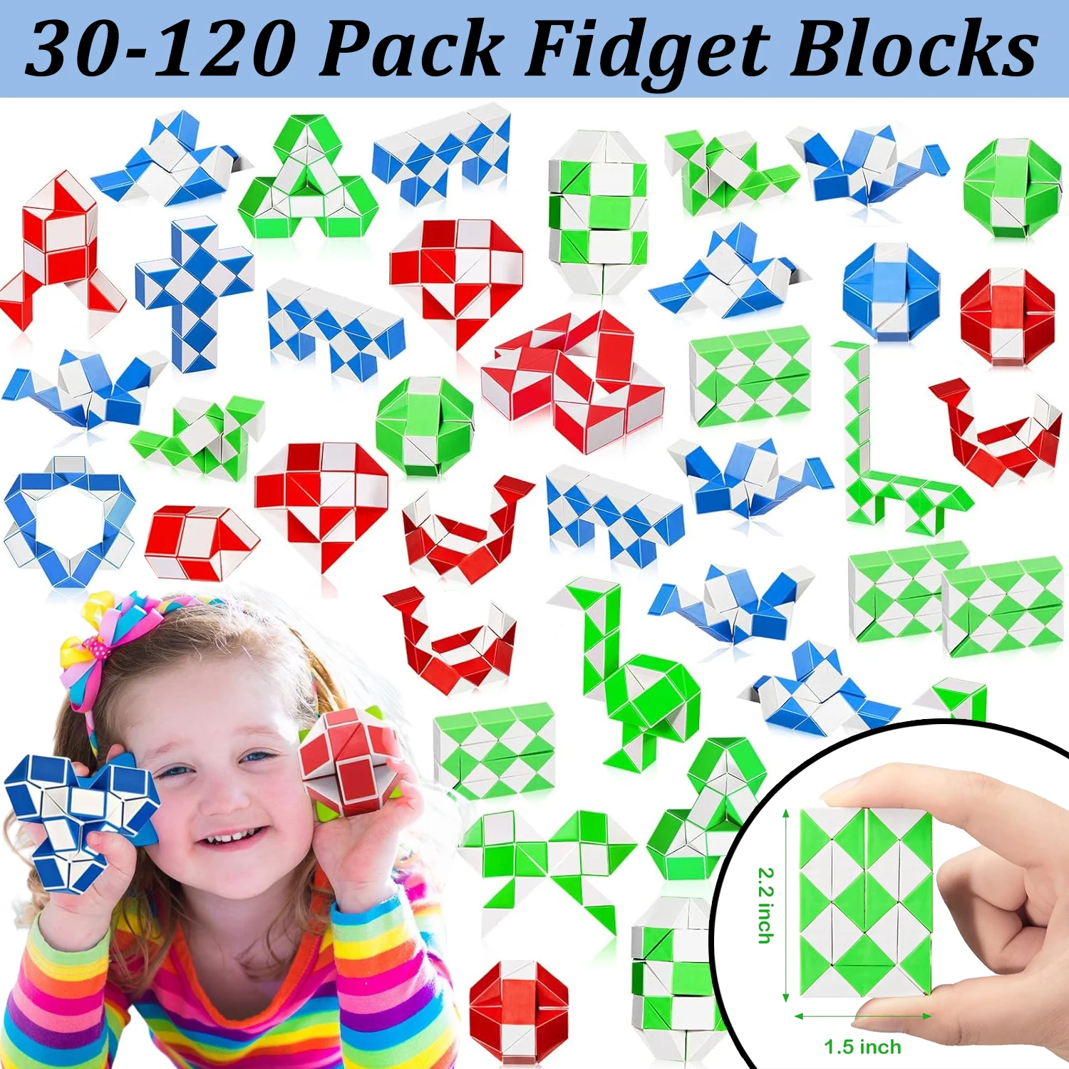 30-120 Uds cubo de serpiente Fidget 24 bloques Mini regla de serpiente rompecabezas giratorio juguetes para niños bolsa de fiesta rellenos suministros de recuerdos de fiesta