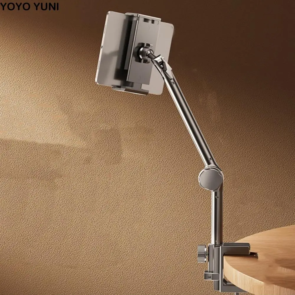 حامل هاتف لوحي من الفولاذ الكربوني 360 درجة °   حامل تثبيت للكمبيوتر اللوحي قابل للتعديل وقابل للطي مع ذراع معدني