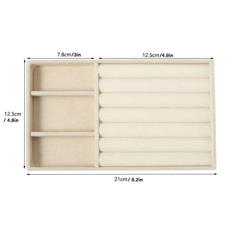 ベルベットジュエリーディスプレイトレイセット、絶妙なジュエリーオーガナイザー、ポータブルリング、イヤリング、ネックレス収納ボックス、酸化防止ポーチ