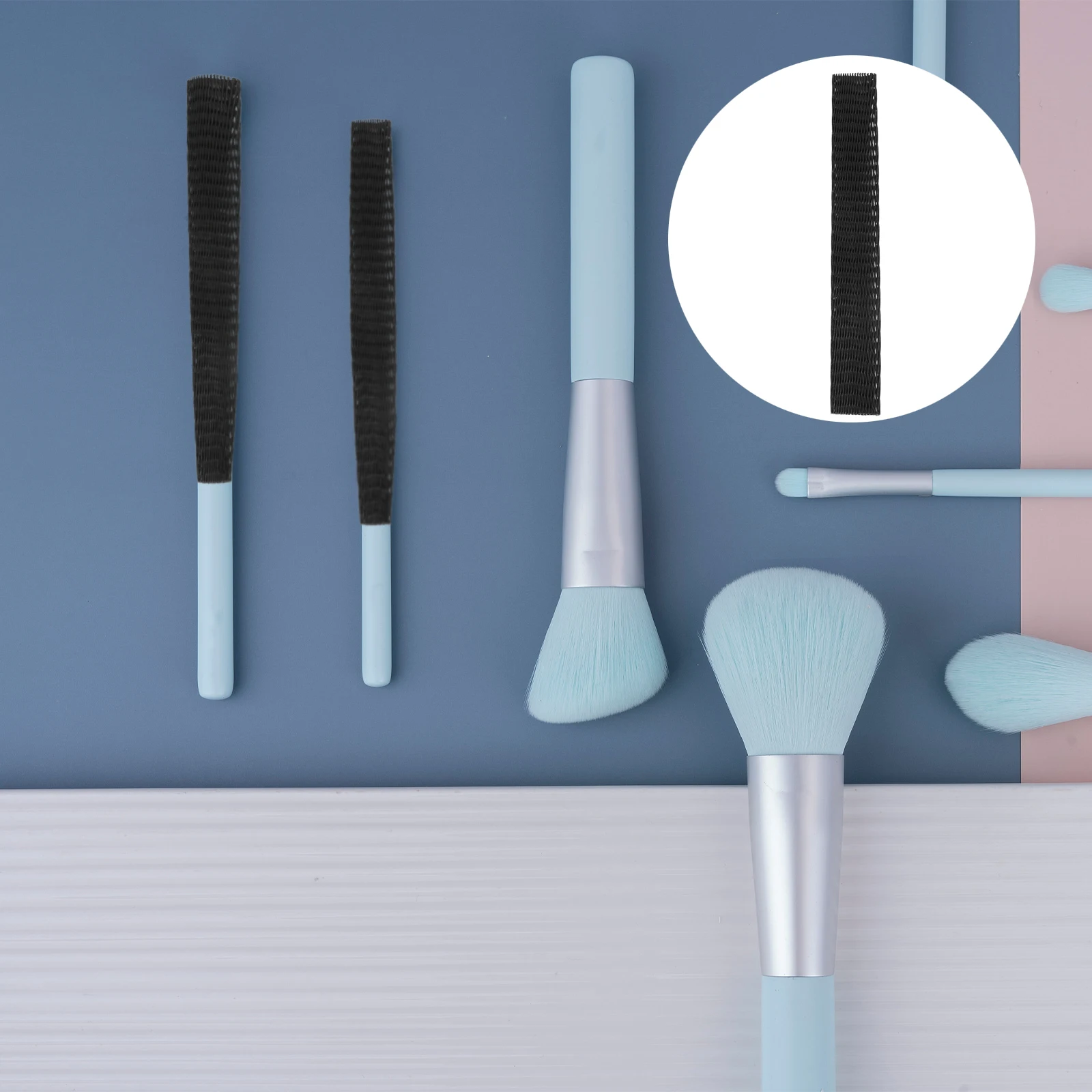 

50pcs Makeup Mesh Makeup Brush Protector Cover Black Brush Protector For Travel Storage Reusable Soft Elastic Guard