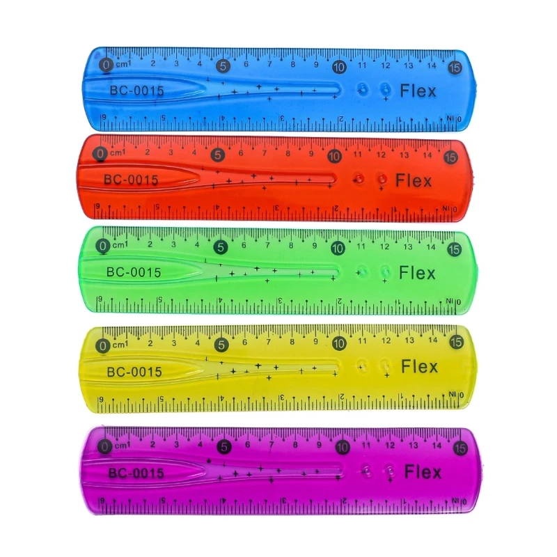 2Pcs Clear Straight Ruler with Inches & Metric for Workshop Home Schools Office