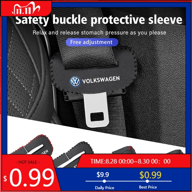 

Защитные чехлы из замши для пряжек ремней безопасности автомобиля, износостойкие, для Volkswagen VW RLine R Golf Amarok Tiguan Eos Caddy T-ROC