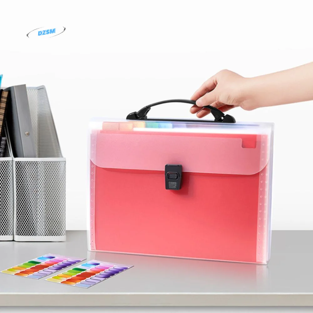 

13 Layers A4 Handheld File Bag Transparent Large Capacity Test Paper Storage Bag INS Rainbow Student Bellows Bag Office Supplies