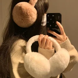 Aquecedores de ouvido dobráveis para mulheres Earmuffs de pelúcia, proteção contra frio, capa de ouvido, pele, Earmuffs quentes, fone de ouvido, acessórios para meninas