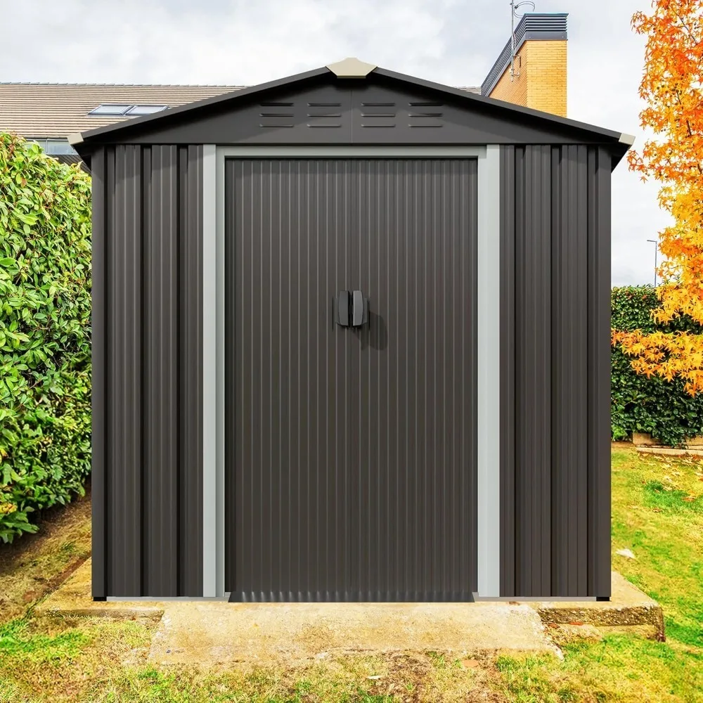 

Outdoor Garden Storage Shed,Waterproof Metal Garden Sheds with Lockable Double Door,Weather Resistant Steel Tool S