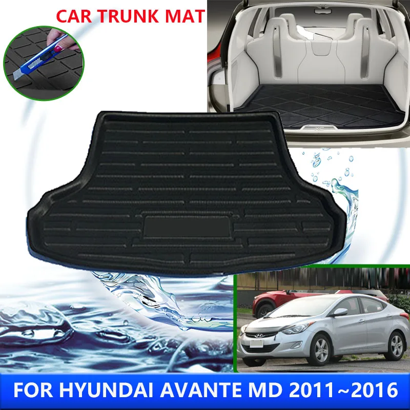 

For Hyundai Avante MD 2011~2016 2013 2015 i35 Elantra Car Rear Trunk Protector Pad Waterproof Liner Anti-Fouling Mat Accessories