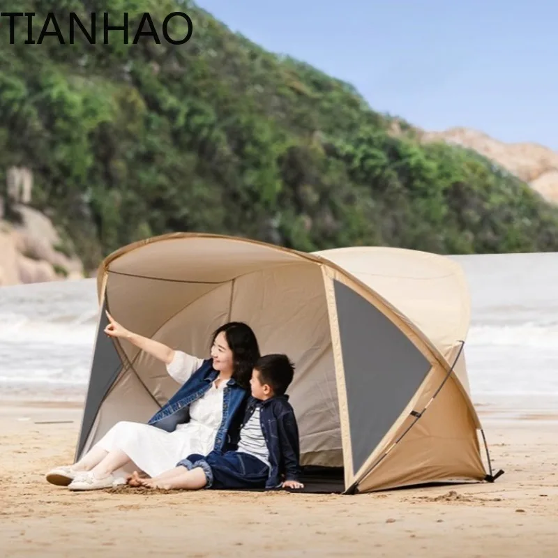 Outdoor Soft Sunshade Beach Tents Double Seaside Travel Portable Folding Camping Trip Relaxing Rest Camping Equipment