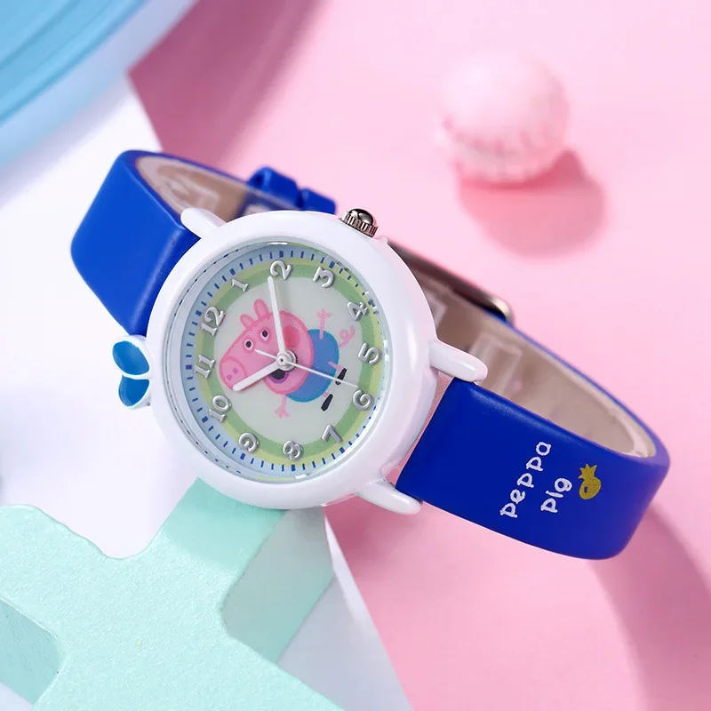 Reloj de actividad de Peppa Pig para niños, 1 piezas, reloj de cuarzo impermeable, muñeca de juguete para niñas y niños, reloj de Anime lindo,