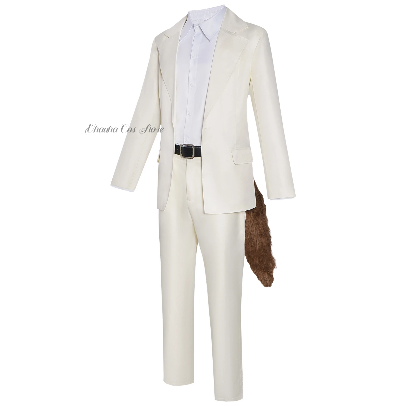 هالوين باد وولف تأثيري الرجال زي الذئب هود/ذيل الذئب مجموعة كاملة ملحق هالوين تمويه الدعاوى الأبيض للجنسين الزي