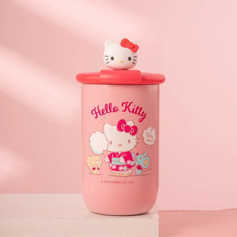 Sanrio Kawaii Hello Kitty Water Cup My Melody Cinnamoroll Kuromi Student Cartoon Insulation Cup Office Rotating Lid Coffee Cup