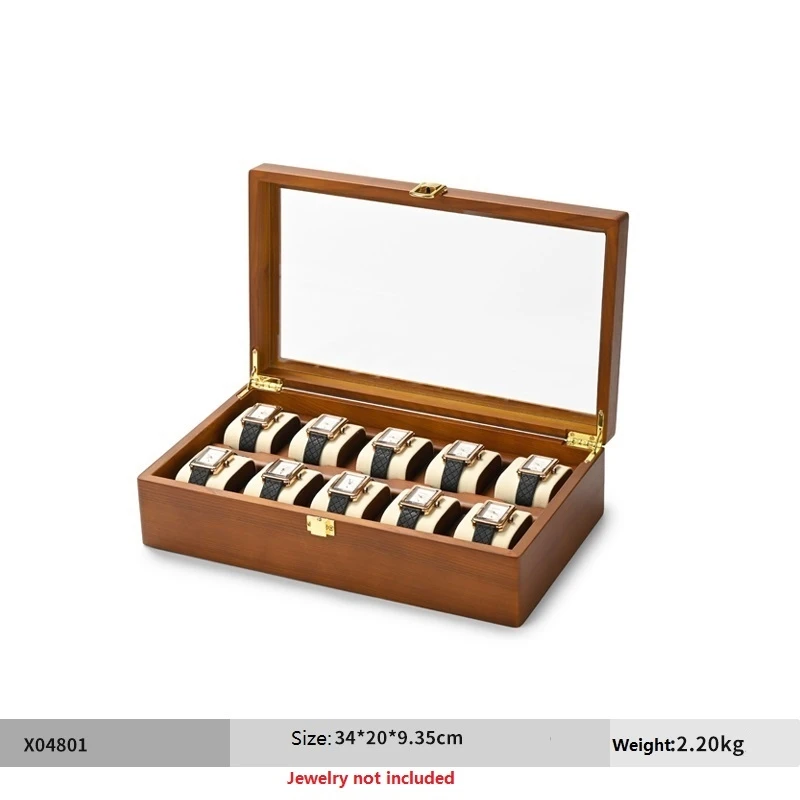 Oirlv 10-roosters horlogedoos Houten sieradendoos Horloges Organizer Mannen Vrouwen Mechanische horloges Opbergdoos Horloge Display Box