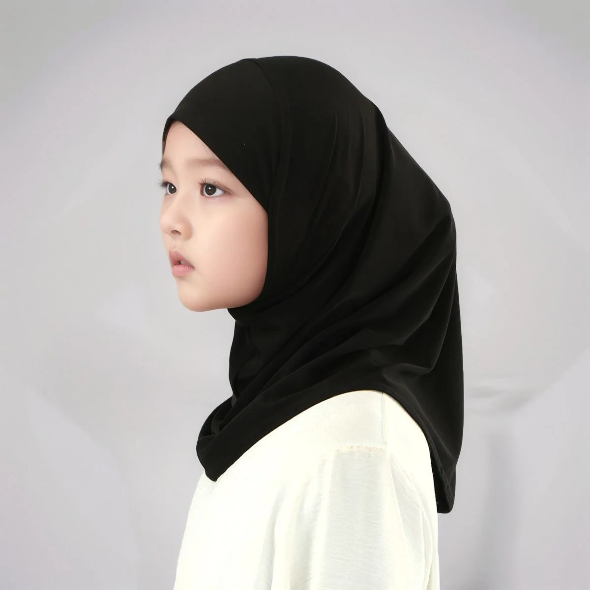 Muslim Children Instant Hijab Soild Girls Cotton Modal Head Wraps Double Chin Undercap Soft Stretch Prayer Hijab Malay Turban