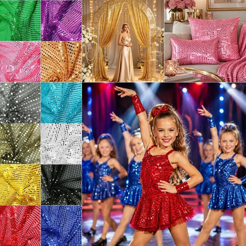Fashion Shiny Sequins Sequin Fabric 100cm*110cm DIY Glitter Cloth Mesh Fabric Craft