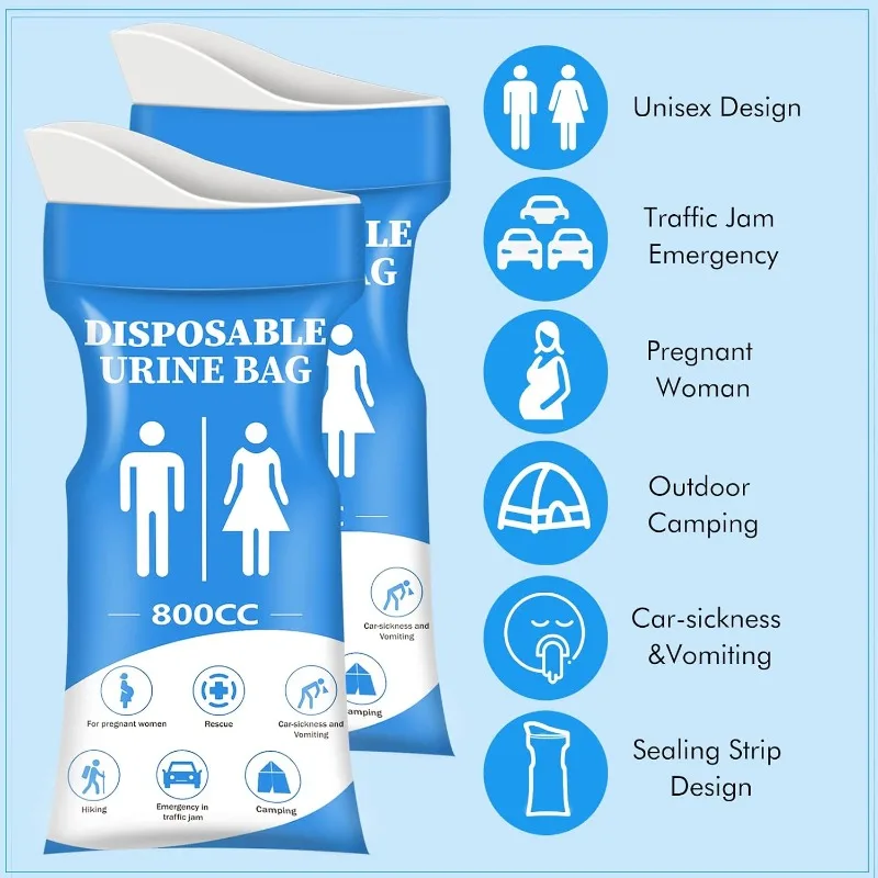 for Women Men Camping Cars 800ML Disposable Outdoor Emergency Urinal Bags Unisex Leak-Proof Portable Vomiting Travel Toilet Bags