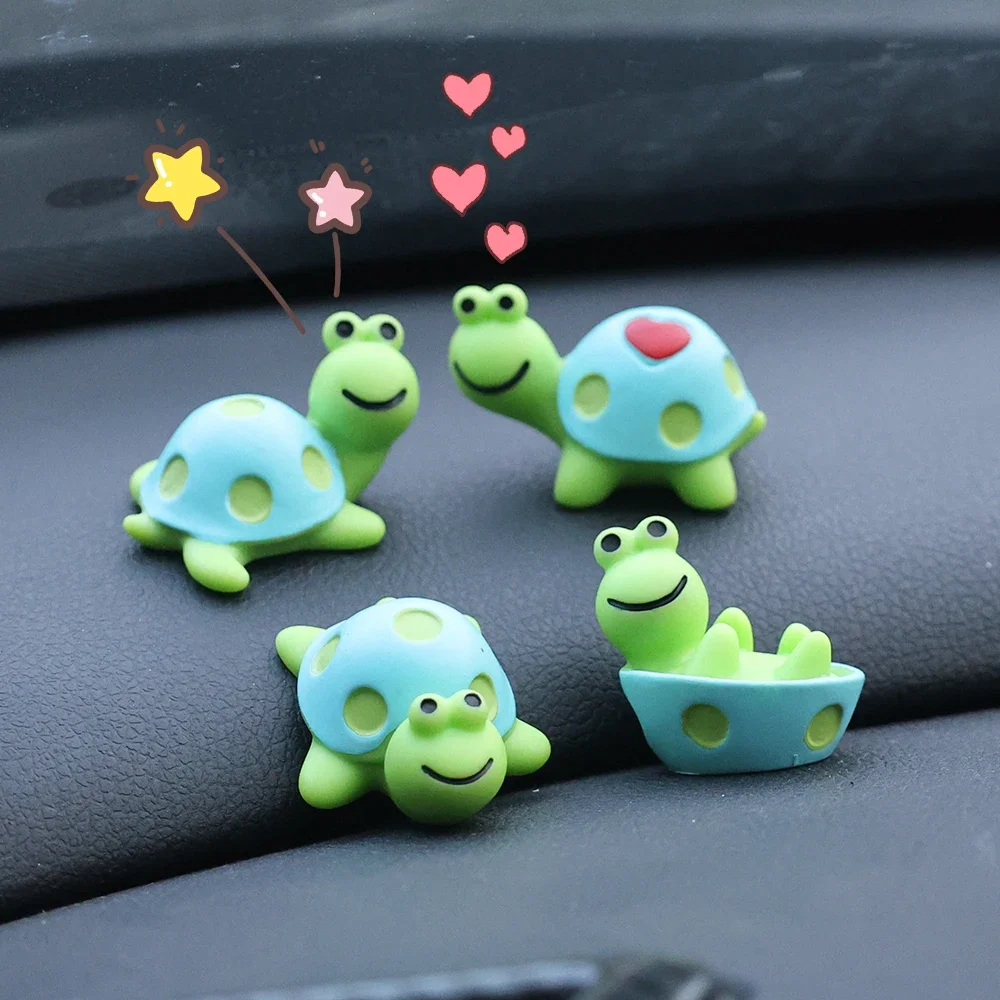 1/4Pcs Car Cute Turtle Ornament Gifts  Universal Resin Crafts Animal Model Decoration Car Interior Ornaments  Car Accessories