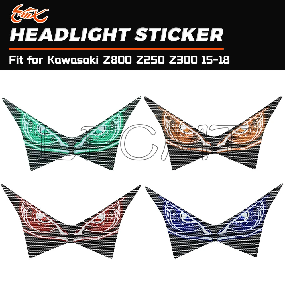 

Motorcycle Front Fairing Headlight Guard Sticker Fit for Fit for kawasaki Z250 Z300 Z800 2015-2018 Head Light Eye Decals Sticker