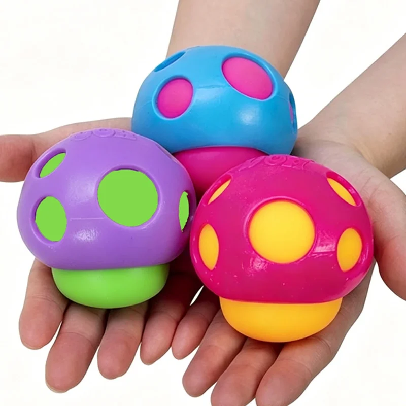 Needoh Groovy Shroom Touch Sensory Toy TPR Fast Rising Stress Relief Non-toxic Squeeze Ball Anti-Anxiety Squishy Pinch Vent Toy