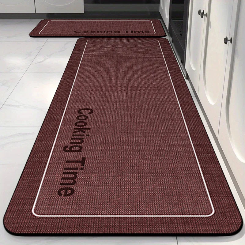 VIKAMA 2PC Modern Minimalist Letter Cooking Time Kitchen Mat Non Slip Oil Proof Durable Runner Rug Cabinet Floor Decor