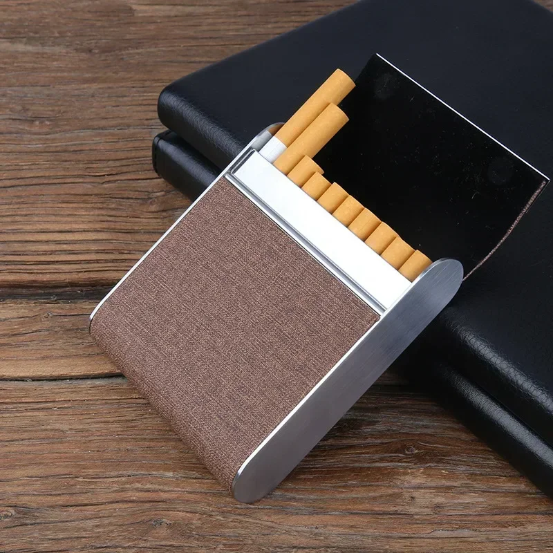 

Stainless Steel Flip Cover Cigarettes Case Hold 20pcs 84mm Cigarette Tobacco Holder PU Cigarette Storage Box Men Smoking Gadgets