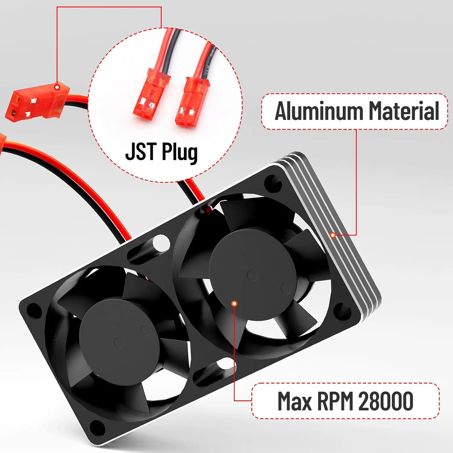 Wentylator chłodzący RC Podwójny wentylator silnika RC 30 mm 28000 obr./min Radiator silnika RC ESC do silnika bezszczotkowego w skali 1/8 1/10 1/12