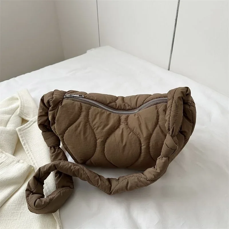 Quilted Crossbody Bag Chic Padded Casual Lightweight Fashion Versatile Zipper Soft Texture Everyday Accessory