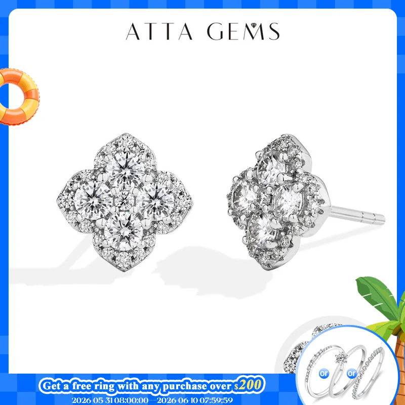 

Attagems Full Moissanite Diamond Earrings D VVS1 For Women S925 Sterling Silver 18k Gold Plated Engagement Wedding Jewelry Gifts