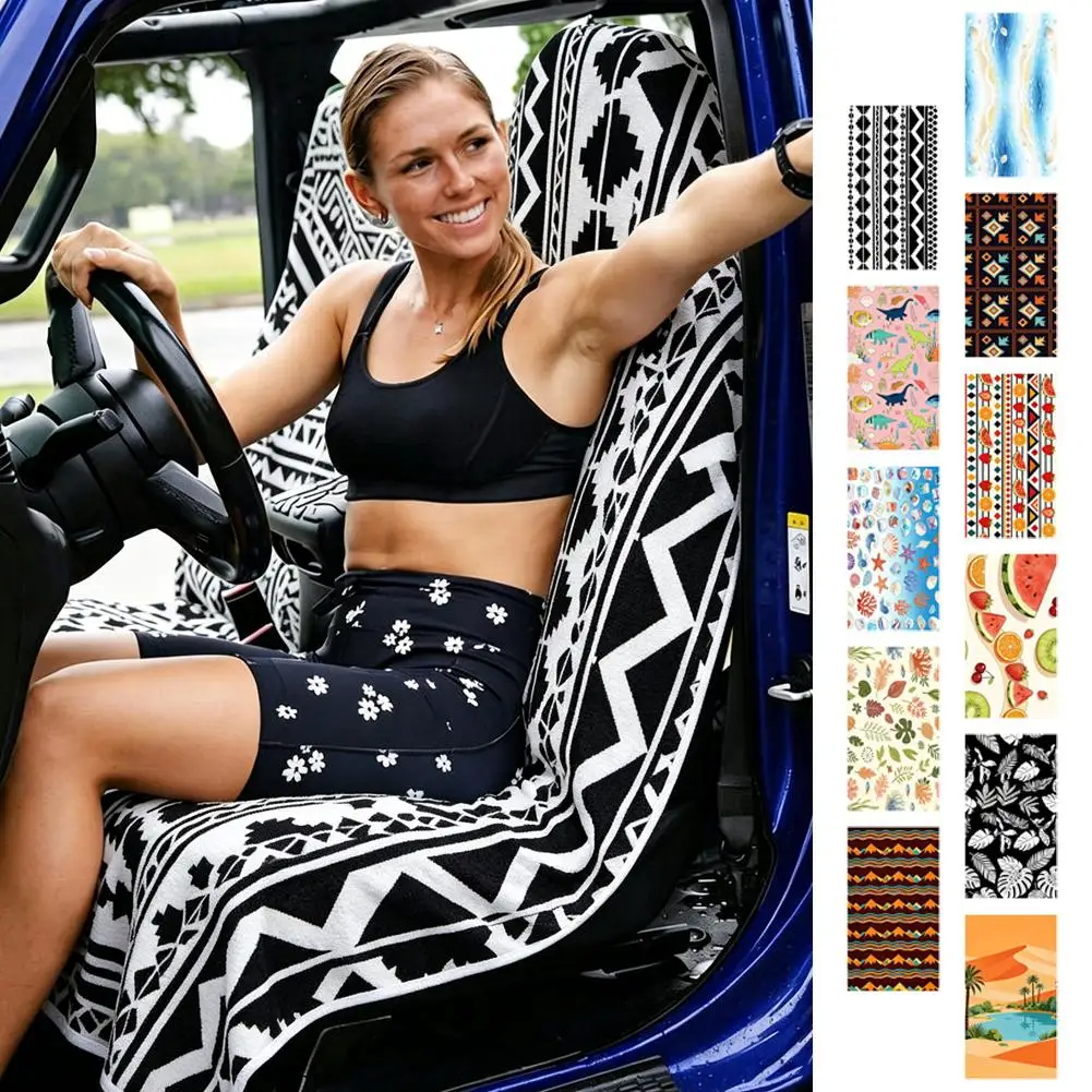 2-in-1-Autositz-Anti-Rutsch-Abdeckung, weicher, waschbarer, wasserdichter Strandhandtuch-Schutz für SUVs, LKWs, Fitness, Workout, Laufen – Detail 13