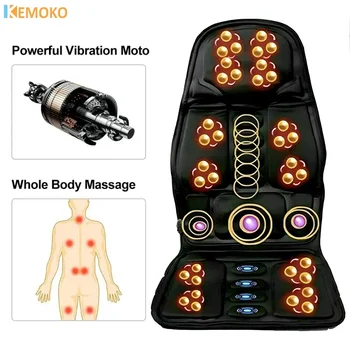 Image Home Office Car Full-Body Massage Cushion Heat 7 Motors Vibrate Back Neck Mat Chair Massage Relaxation Seat New Year's Present