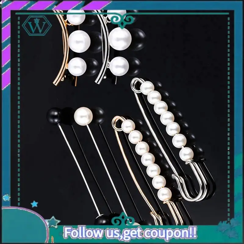 A09P 24 قطع سترة شال كليب فو اللؤلؤ فساتين سترة طوق بروش كليب Vintage القمصان كليب للنساء الفتيات ديكور