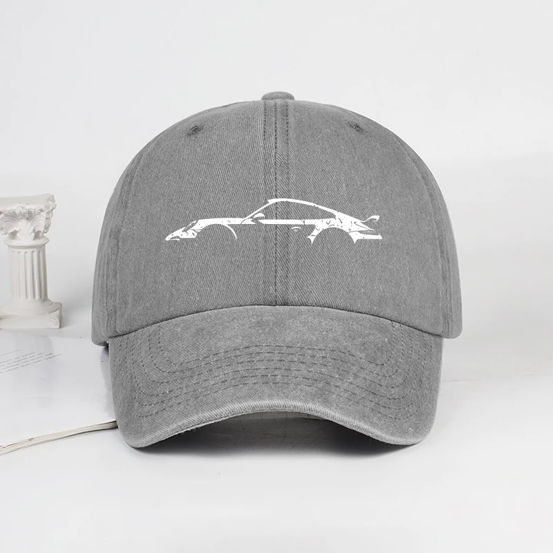 Classic Sports Car Silhouette Baseball Cap Men Retro Washed Cotton Adjustable Dad Hat Casual Automotive Sun Hat, image 4