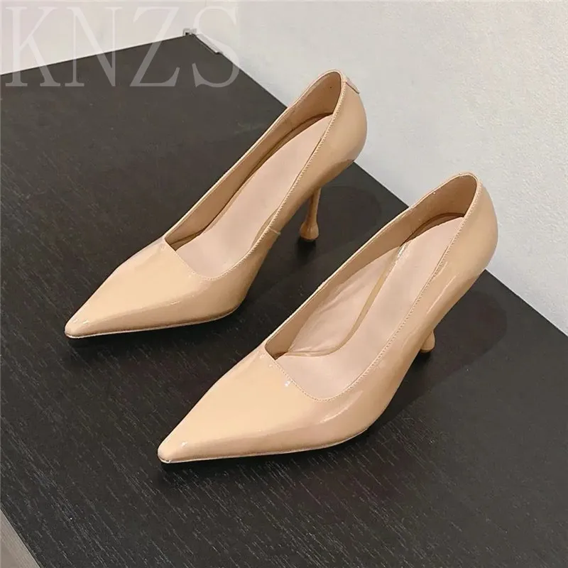 

Spring Summer New Pointed Toe Genuine Leather Pumps Woman Fashion Concise Shallow Mouth Thin Heel Party Single Shoes Women 2024