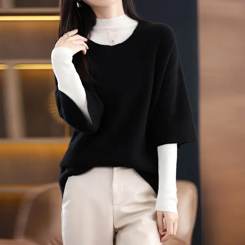 Autumn Winter New Fashion Simple Style Loose Knitted Sweater Vests Women Casual Solid All Match Pullover Waistcoat Tops Clothing