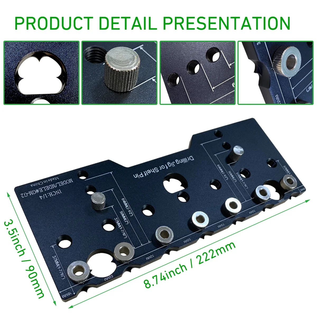 Shelf Pin Jig, 1/4 Inch Aluminum Alloy Shelf Pin Drilling Jig Drill Guide for Straight Holes Cabinet Hardware Jig Holes