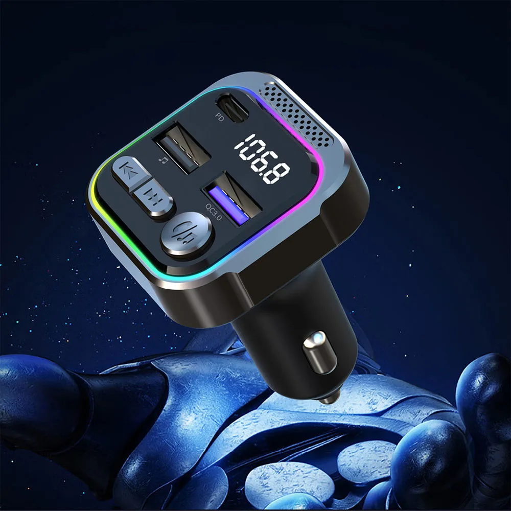 

Car Charger FM Transmitter Bluetooth 5.3 Hands Free True 3.1A Dual USB Port PD FastCharging MP3 Music TF Card U Disk AUX Player