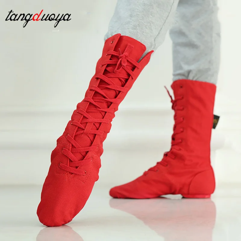 

Extended Jazz Boots Canvas Jazz Dancing Shoes Ankel Length Dance Boots Split Sole Shoes For Girls Adults Children China Size