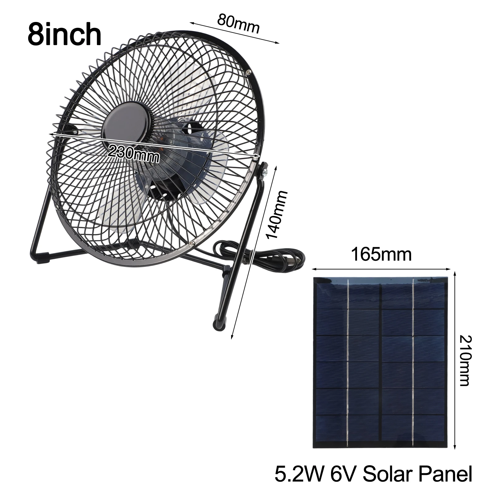 Solar Panel Fan Kit 5 2W with Integrated 8 Inch USB Fan for Greenhouses and Chicken Coops Perfect for Renewable Energy