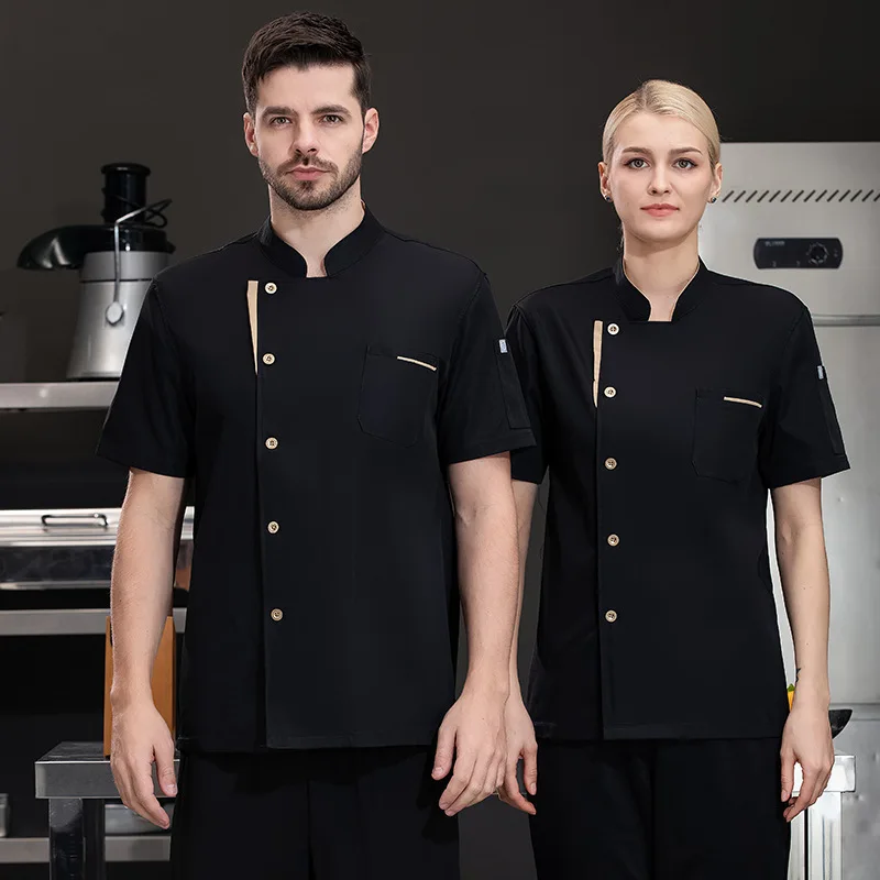 Summer Chef Uniform Short-sleeved Male Catering Hotel Overalls Hotel Restaurant Chef Bakery Cake Store Kitchen Work Clothes