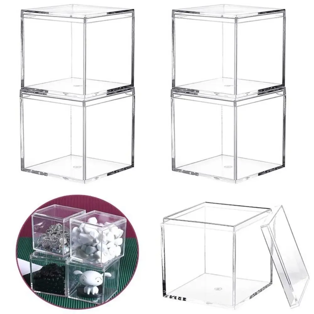 Mini Acrylic Boxes with Cover Transparent Square Packing Box Protection Showcase Dustproof Toy Display Cases