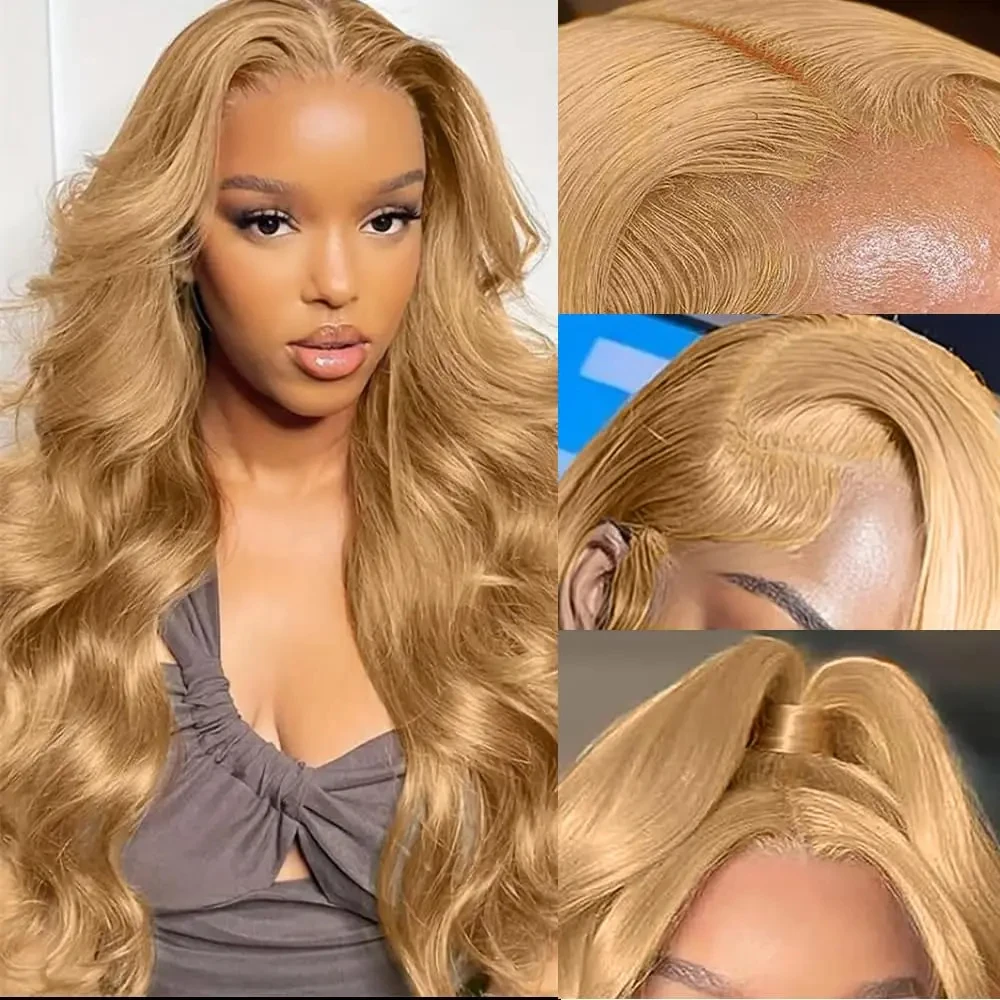 34 36inch 27 Honey Blonde Body Wave Wig Human Hair 13x6 Transparent Hd Lace Frontal Wig For Women 250 Density Brazilian Wigs