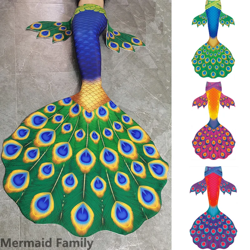 Free Shipping Peacock Mermaid Costume Swimming Shoot Swimming Dress Fish Tail Swimsuit Underwear Betta Mermaid Skin Tail