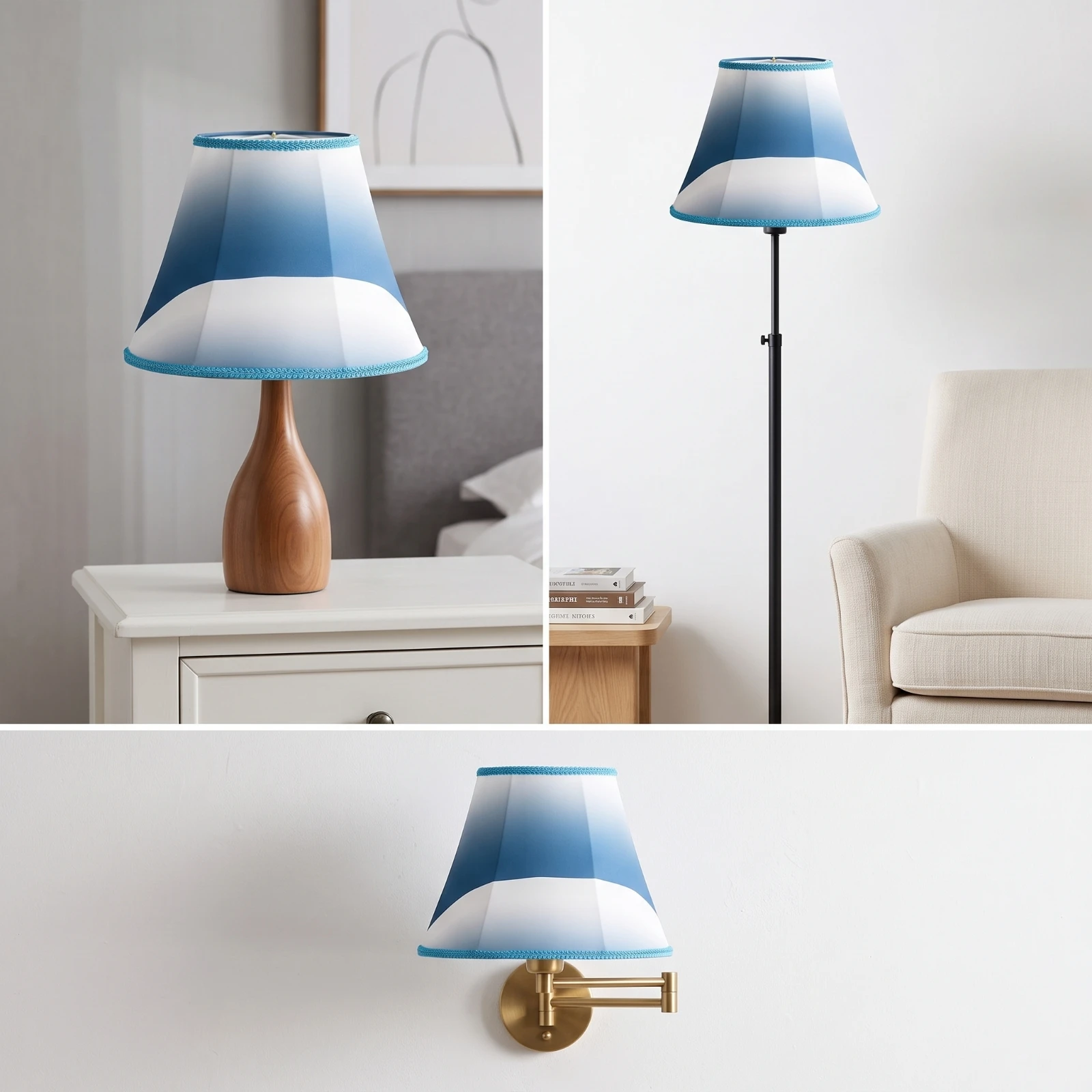 Gradient Lampshade with Braided Trim Artisanal Lampshade with Spider Fitter Lamp Shade with Spider Fitter Textured Natural