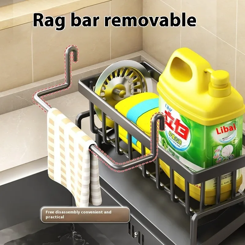 Kitchen Sink Drain Rack Organizer Thickened ABS Plastic Self-draining Sink Shelf Soap Holder Dishcloth Towel Rack  Sink Rack