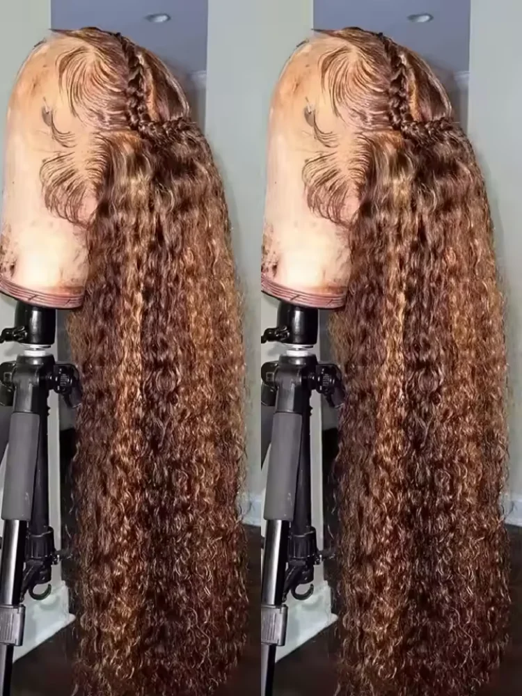 40 42 Inch Highlight Deep Wave 5x5 HD Lace Frontal Wig Human Hair Honey Blond Curly 13x4 Lace Front Wigs For Women 250 Density