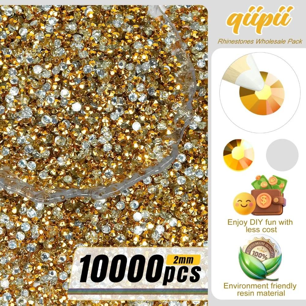 10000PCS 2mm Golden Yellow Res - Yellow Body Jewelry 评论和价格