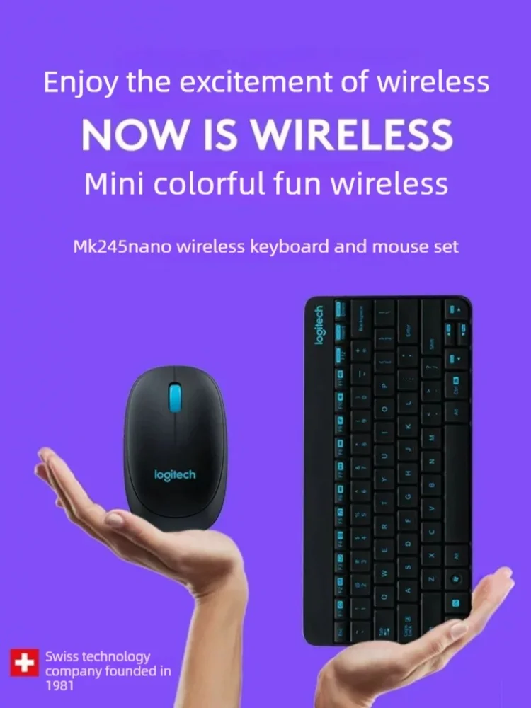 Original Logitech MK245 Nano 2.4G Wireless Keyboard Mouse Set 79 Keys Compact Office Kit With Nano USB Receiver