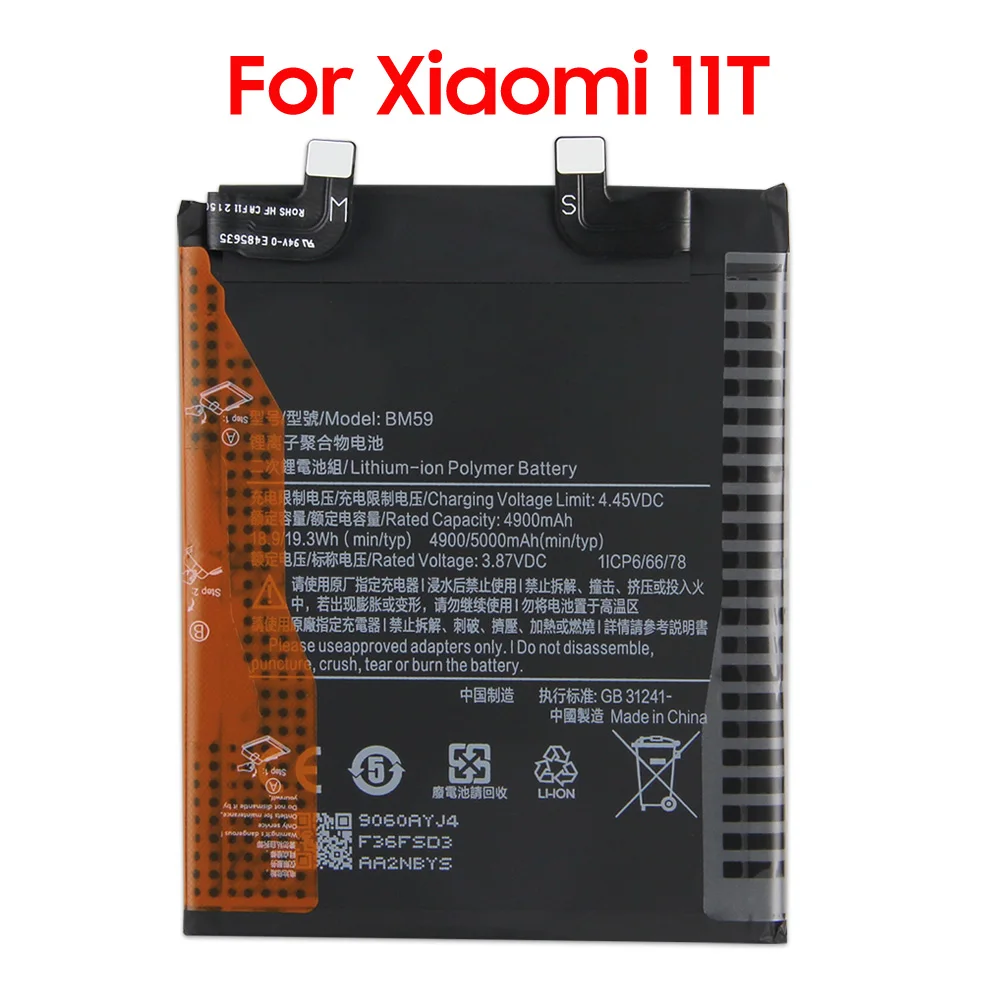 NEW Replacement Battery BM59 For Xiaomi 11T 5000mAh BM58 For Xiaomi 11T Pro 5000mAh Free Tools
