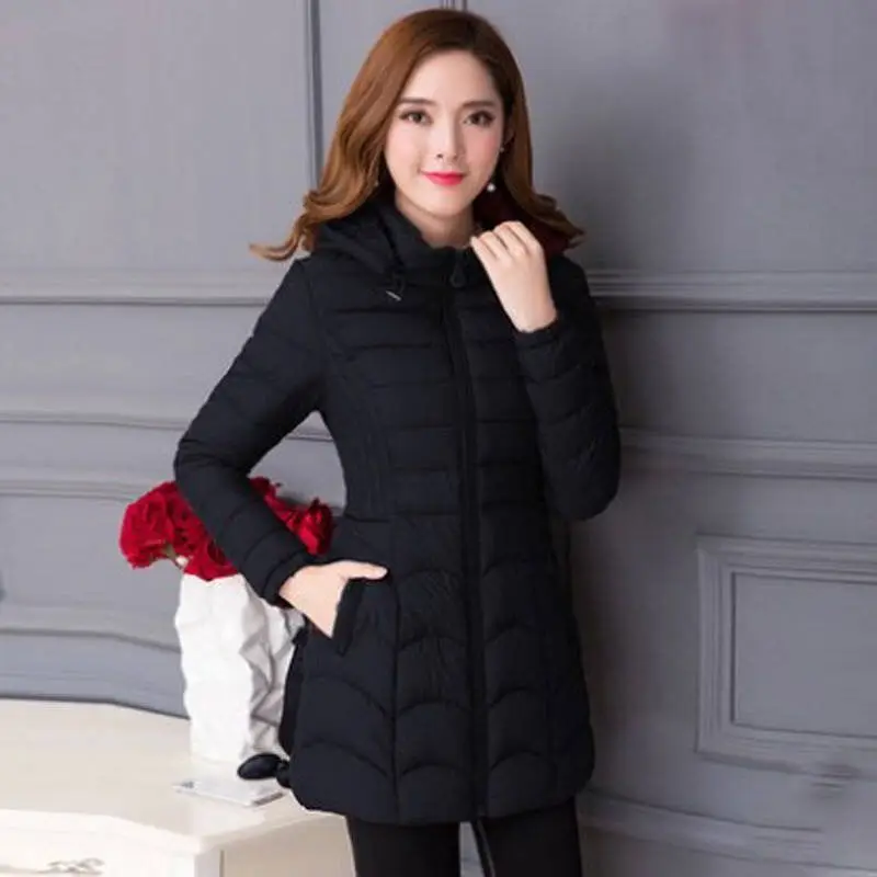 2024 New Thicken Snow Parkas Fashion Windproof Down Cotton Hooded Women Jacket Winter Loose Long Coat Ladies Outwear