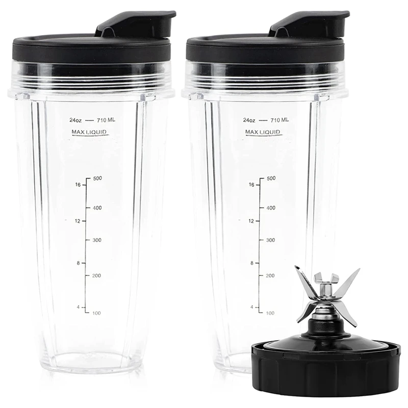 Blender Cups For Ninja BN801-24 Oz Bullet Cups With 7 Fins Blades Parts Accessories Fit For Nutri Ninja BL480 BL482